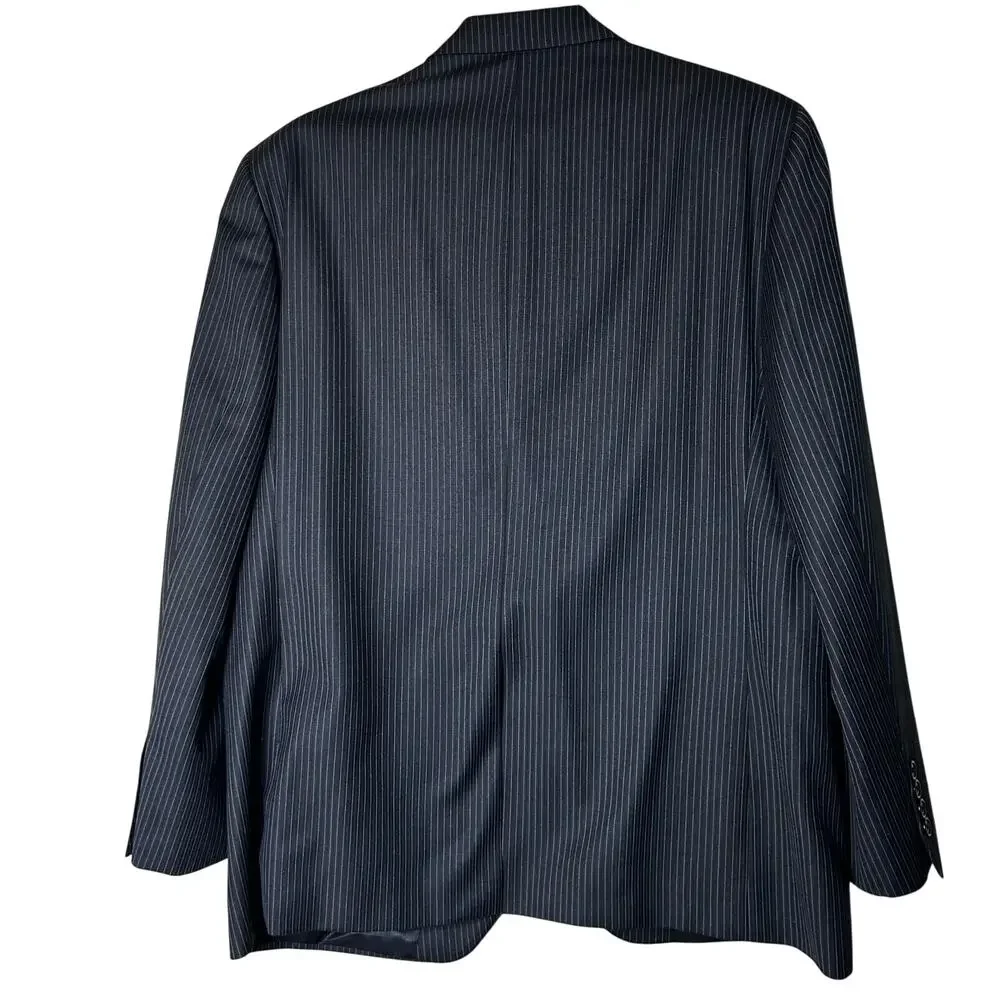 Jack Victor Suit Coat Sz 44S Blazer Navy Pinstripe Valentino CT 100%‎ Wool